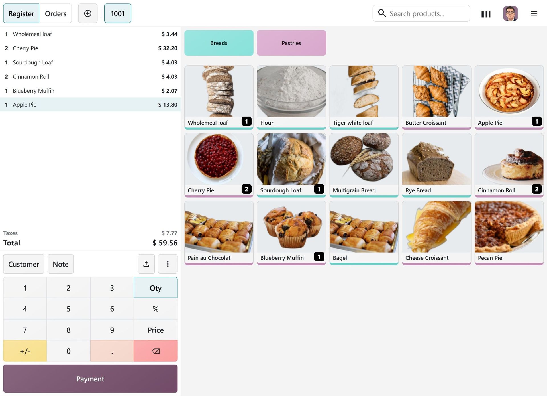 Odoo POS 판매 화면